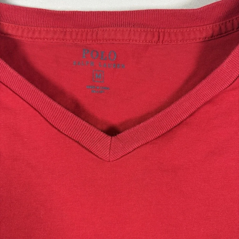 Polo Ralph Lauren T Shirt Lot 2 Mens Medium Red Crew Neck V Neck Pony Logo Tee